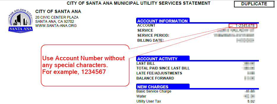 You can find your account number on your bill as shown.
